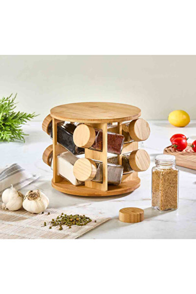 cevheri store Bamboo 8-Piece Glass Spice Rack