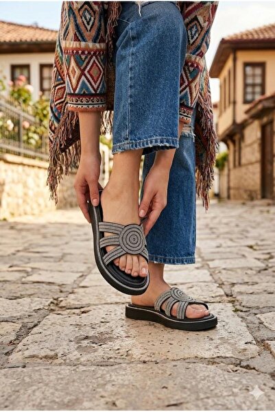 Pierre Cardin 7909 Comfortable Original Product Stone Detailed Women's Slipper