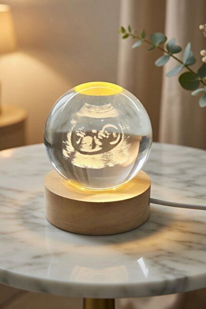 Wolawood Ultrason 3D Bebek Fotoğraflı Hamile Kadın Kristal Cam Kar Küresi Işı...