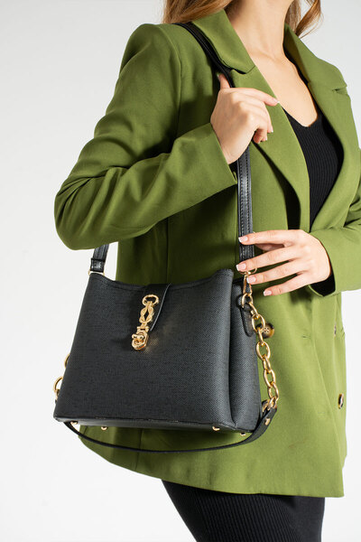 mıchael polo Klips Örgü Detaylı El Kol Ve Omuz Kadın Çantası