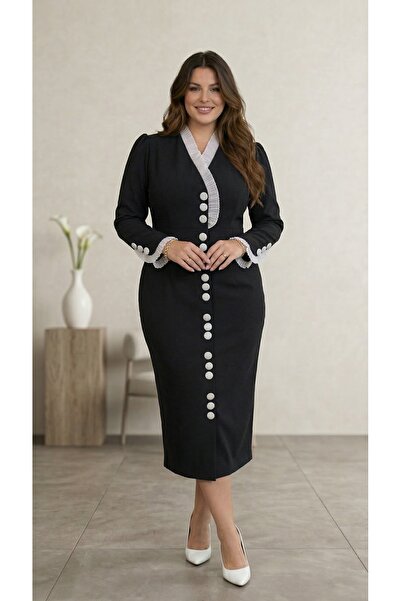 Meddesa Elegant midi dress with fitted cut