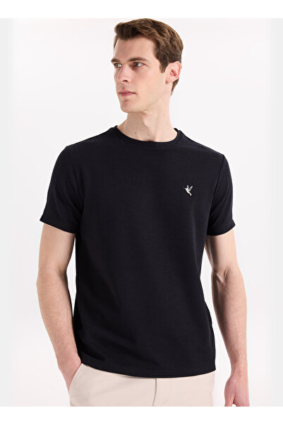 Fabrika Lacivert Erkek Basic Jakarlı T-Shirt F5SM-TST 2069