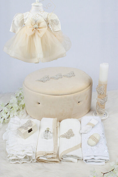 GoVo Kids Set complet trusou botez Muselina cu Lumanare si Rochita, Fluturi –...