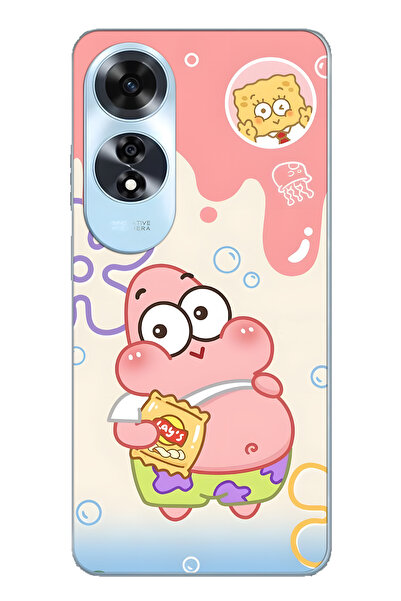 FLAMENKO حافظة هاتف شفافة متوافقة مع هاتف أوبو A60 من طراز باتريك ستار منقوش