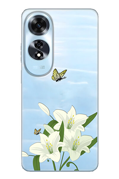 FLAMENKO حافظة هاتف شفافة متوافقة مع هاتف اوبو A60 وايت ليلي منقوش