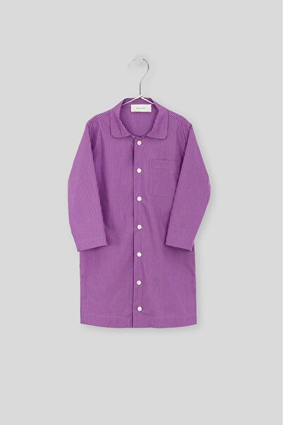Braiconf Rochie-cămașă cu maneca lunga pentru copii din bumbac Mov