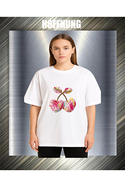 HOFFNUNG Unisex Short Sleeve Round Neck 2Coloured Hearts Printed Solid Color ...