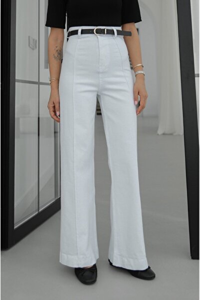 Havoş White Ribbed Belt Pack Jeans