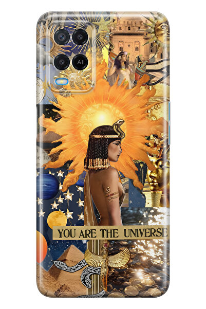 FLAMENKO حافظة هاتف شفافة متوافقة مع هاتف أوبو A54 كليوباترا منقوش