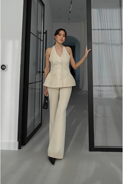 Havoş Ecru Fuller Vest Pant Suit