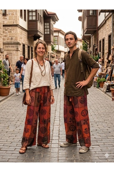 AYASOFYA OTANTIK Unisex Nepal Ethnic Authentic Elastic Waist Casual Hippie Bo...