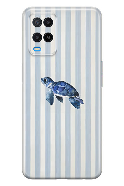 FLAMENKO حافظة هاتف شفافة متوافقة مع هاتف أوبو A54 من نوع Sea Turtle منقوش