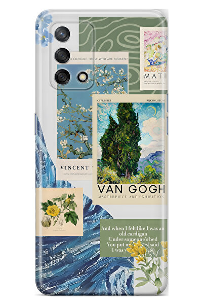 FLAMENKO حافظة هاتف شفافة متوافقة مع هاتف أوبو A74 من فان جوخ منقوش