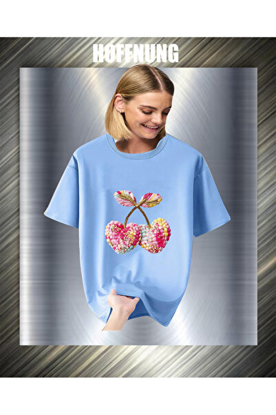 HOFFNUNG Unisex Short Sleeve Round Neck 2Coloured Hearts Printed Solid Color ...