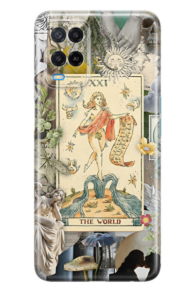 FLAMENKO Oppo A54 Compatible Artistic Tarot Collage Patterned Transparent Pho...