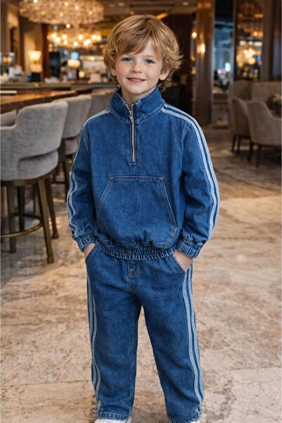 esmacamoda Jeans Denim Detail Sweat Pants Double Set Boys