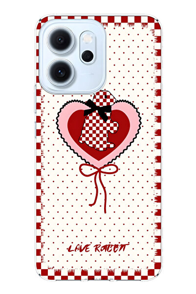 FLAMENKO غطاء هاتف شفاف متوافق مع أوبو رينو 14F باللون الأحمر بنقش مربعات تاف...