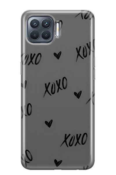 FLAMENKO حافظة هاتف شفافة متوافقة مع هاتف اوبو رينو 4 لايت XOXO منقوش