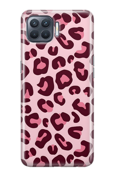 FLAMENKO حافظة هاتف شفافة متوافقة مع هاتف اوبو رينو 4 لايت بنمط الفهد الوردي