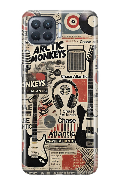 FLAMENKO حافظة هاتف شفافة متوافقة مع هاتف اوبو رينو 4 لايت ميوزيك كولاج منقوش