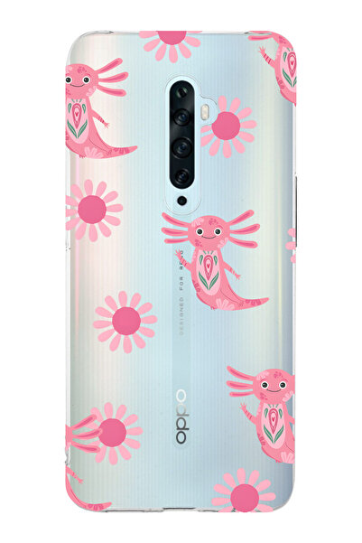 FLAMENKO حافظة هاتف شفافة متوافقة مع هاتف أوبو رينو 2Z باللون الوردي أكسولوتل...