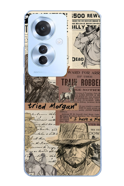 FLAMENKO حافظة هاتف شفافة متوافقة مع هاتف أوبو رينو 11F 5G ويسترن منقوش