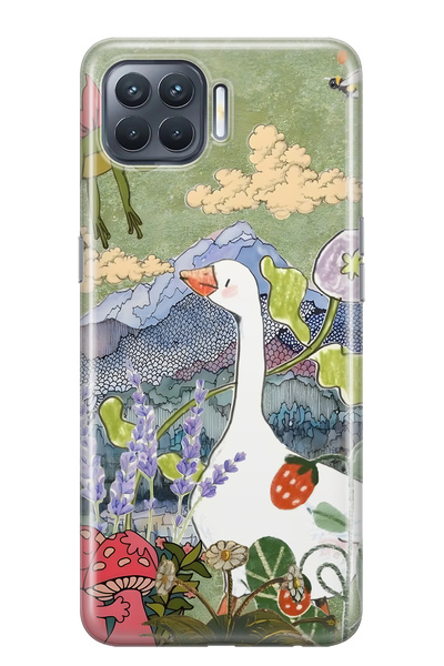 FLAMENKO حافظة هاتف شفافة متوافقة مع هاتف اوبو رينو 4 لايت، تصميم كاز آند نيت...