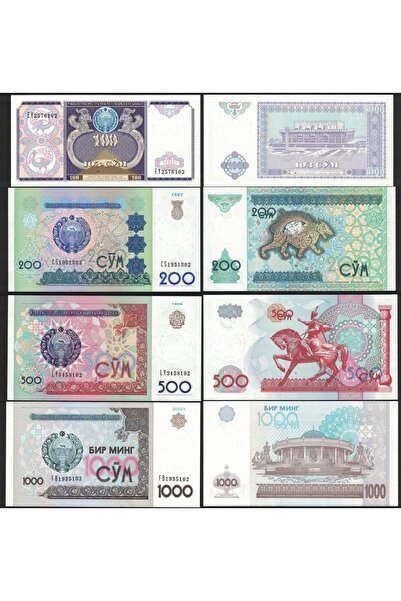 emir koleksiyon coin & paper collection ÖZBEKİSTAN 100-200-500-1000 SOM 1994-...