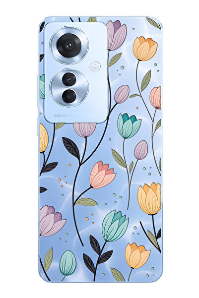 FLAMENKO حافظة هاتف شفافة متوافقة مع هاتف أوبو رينو 11F 5G ليلوي بنقشة زهور