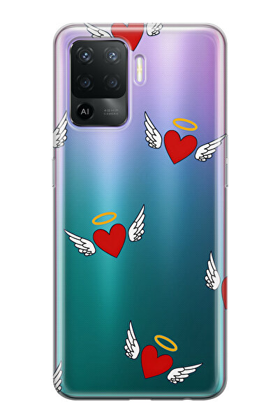 FLAMENKO حافظة هاتف شفافة متوافقة مع هاتف اوبو رينو 5 لايت من نوع Angel Heart...