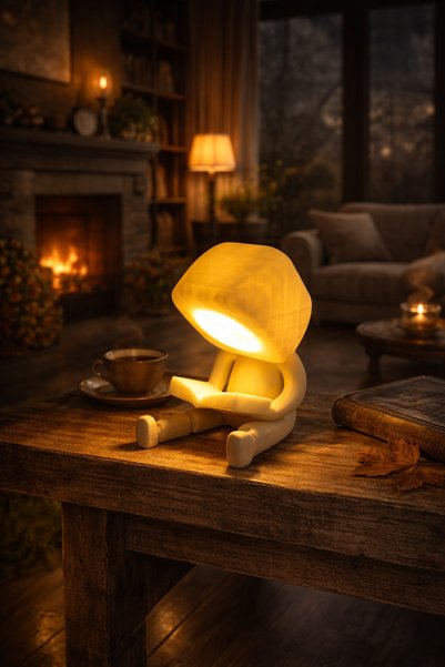 KORIXA Decorative Figure of Man Reading a Book Led Night Light White Lumina Collection