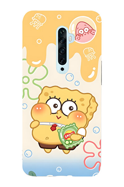 FLAMENKO حافظة هاتف شفافة متوافقة مع هاتف اوبو رينو 2Z سبونج بوب منقوش