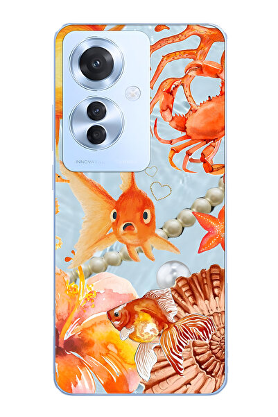 FLAMENKO حافظة هاتف شفافة متوافقة مع هاتف أوبو رينو 11F 5G باللون البرتقالي ف...