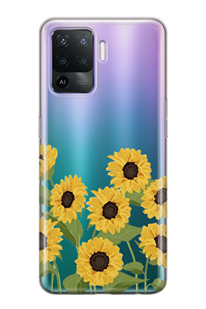 FLAMENKO حافظة هاتف شفافة متوافقة مع هاتف أوبو رينو 5 لايت من سلسلة أزهار الش...