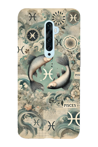 FLAMENKO حافظة هاتف شفافة متوافقة مع هاتف أوبو رينو 2Z من سلسلة فيش بوكس منقوش