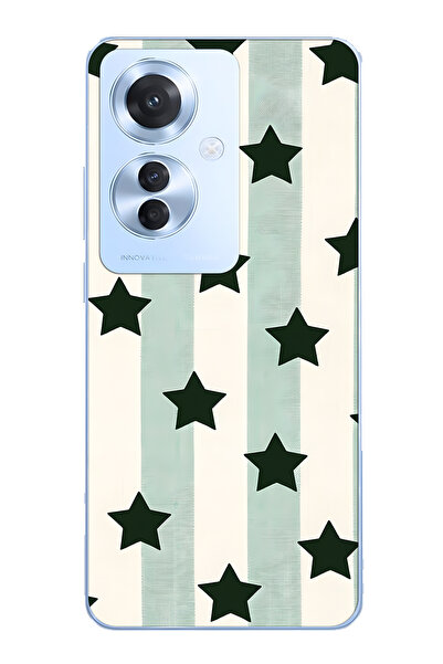 FLAMENKO حافظة هاتف شفافة متوافقة مع هاتف اوبو رينو 11F 5G مخطط ستار منقوش