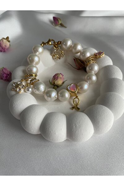 MAISON PERLE Jewelry Folia Elite Charm AAA Premium Kalite Gerçek İnci Bilekli...