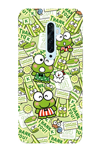 FLAMENKO حافظة هاتف شفافة لطيفة على شكل ضفدع منقوش متوافقة مع هاتف اوبو رينو 2Z