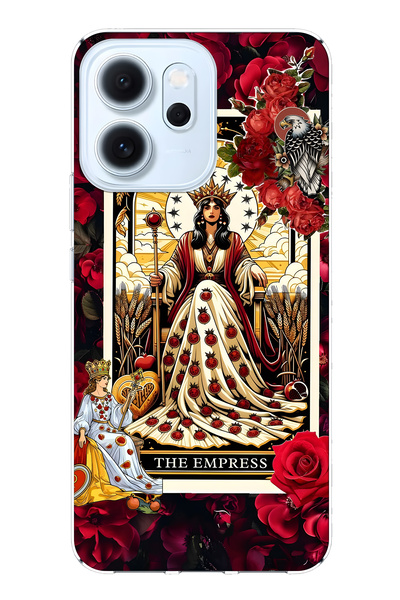 FLAMENKO غطاء هاتف شفاف متوافق مع أوبو رينو 14F طراز إمبريتوريشا تاروت دي منقوش