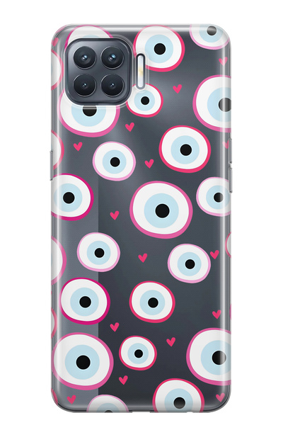 FLAMENKO حافظة هاتف شفافة متوافقة مع هاتف اوبو رينو 4 لايت باللون الوردي منقوش