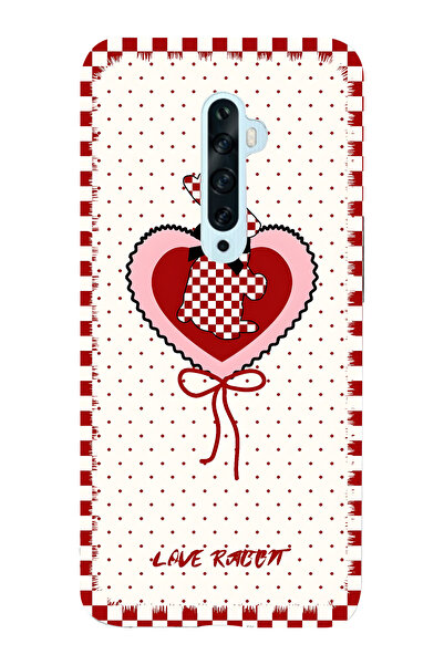 FLAMENKO حافظة هاتف شفافة متوافقة مع هاتف اوبو رينو 2Z باللون الأحمر بنقش مرب...