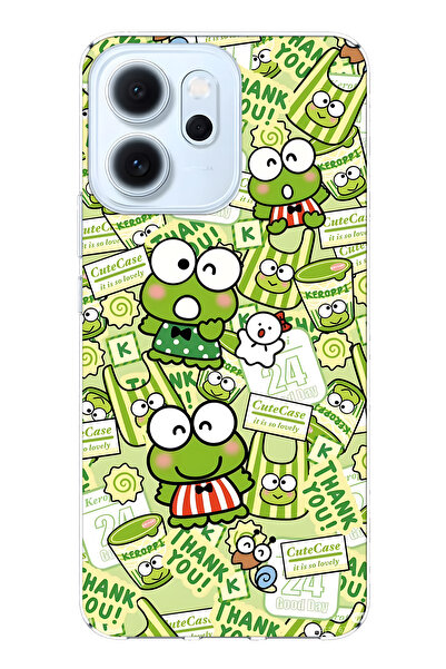 FLAMENKO حافظة هاتف شفافة لطيفة على شكل ضفدع منقوش متوافقة مع أوبو رينو 14F