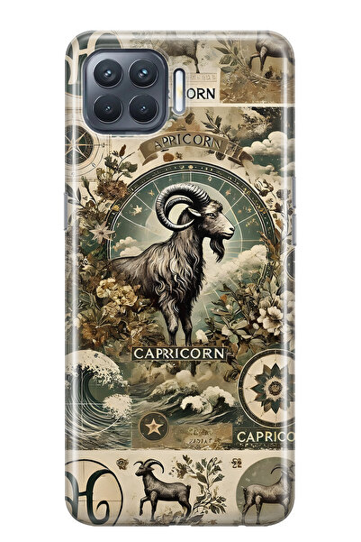 FLAMENKO حافظة هاتف شفافة متوافقة مع هاتف اوبو رينو 4 لايت برج الجدي منقوش