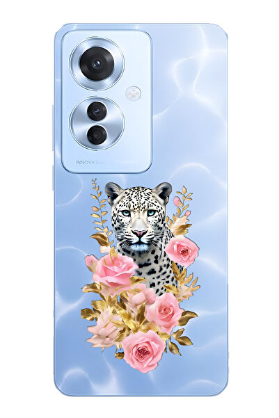 FLAMENKO حافظة هاتف شفافة متوافقة مع هاتف اوبو رينو 11F 5G ليوبارد وردي روز م...