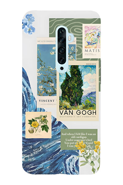 FLAMENKO حافظة هاتف شفافة متوافقة مع هاتف أوبو رينو 2Z من فان جوخ منقوش