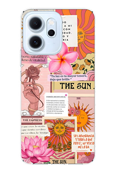 FLAMENKO غطاء هاتف شفاف متوافق مع أوبو رينو 14F من سولار تاروت منقوش