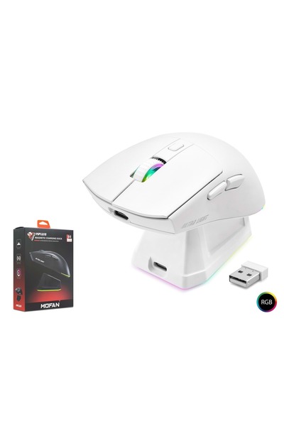 mofan MF1215W Dual Mode RGB Gaming Mouse Manyetik Şarj Standlı 2.4 GHz Blueto...