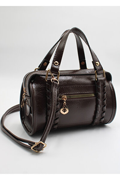 LASSO Geantă de damă cu cu detaliu tricotat compartimente, din piele lăcuită,...