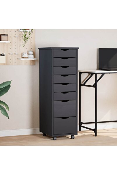 Concept Dulap rulant cu sertare MOSS, gri, lemn masiv de pin