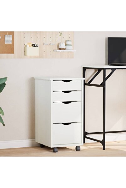 Concept MOSS ρολό ντουλάπι με συρτάρια, λευκό, μασίφ ξύλο πεύκου